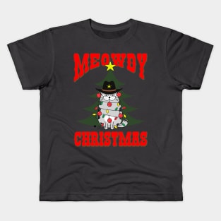 Meowdy Christmas Kids T-Shirt